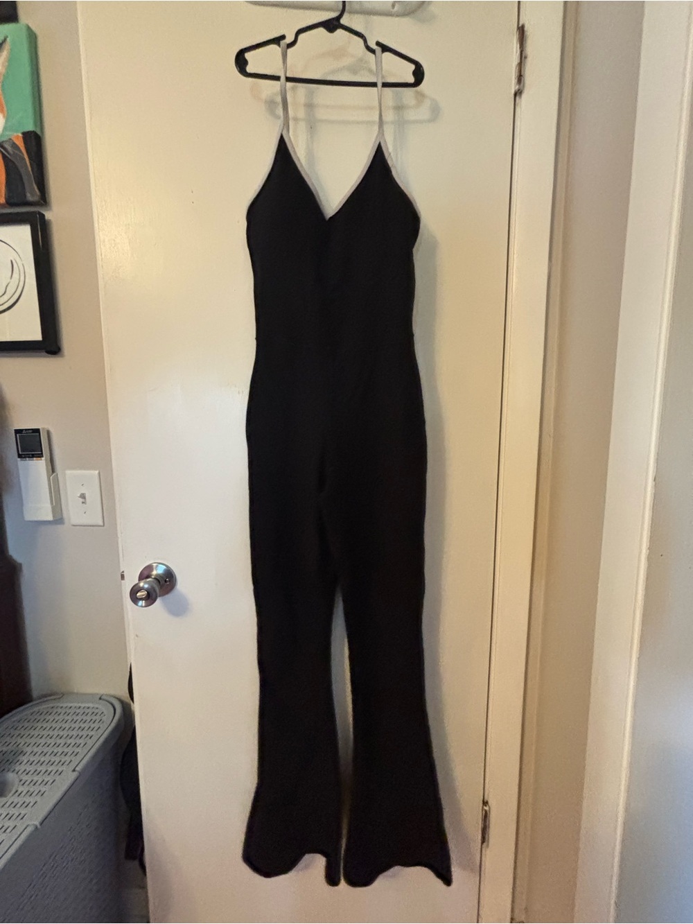 Black Spaghetti-Strap V-Neck Jumpsuit